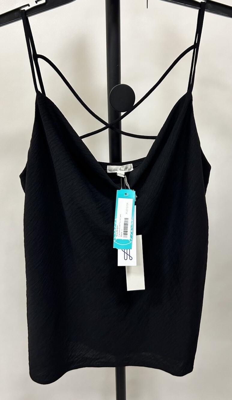 NEW Nine Britton Carmen Black Sleeveless Cowl Neck Cami Camisole Tank Top L